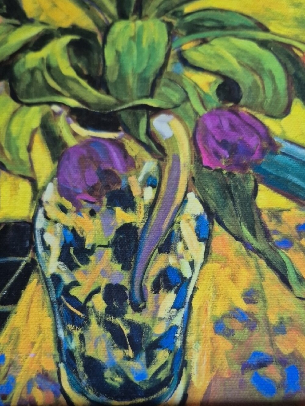 Gold Framed 'Tulips' Still Life Print Stretched on Canvas